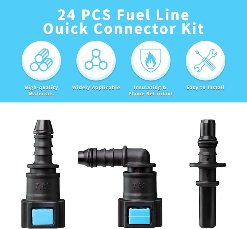 CASIFAVI Fuel Line Quick Connect Kit 24PCS,Assorted 5/16 3/8 Fuel Line Fittings Nylon Straight Push-On Release Hose Connector - Image 5